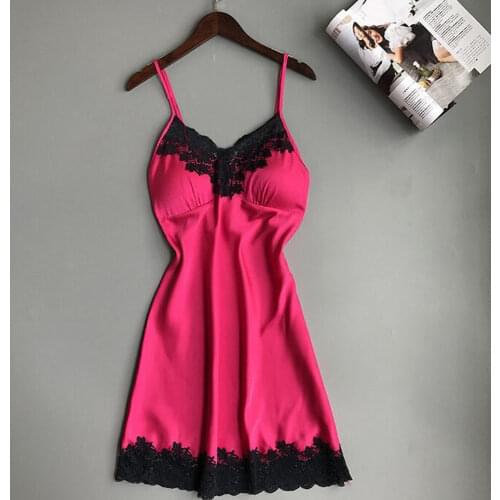 Женские шелковые ночные сорочки CHAMSGEND China At AliExpress