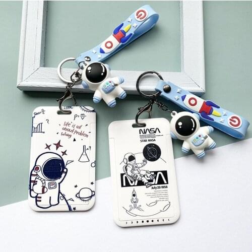 Astronaut Card Case Student Meal Key Ring Doll Entrance Guard Subway IC Card Bag Slide Cover Certificate Lanyard