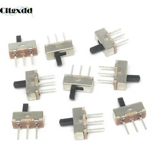 Cltgxdd 100Pcs SS12D00 G3 Interruptor ON-OFF Mini Slide Switch SS12D00G3 3Pin 1P2T 2 Position Toggle Switch Handle Length:3MM