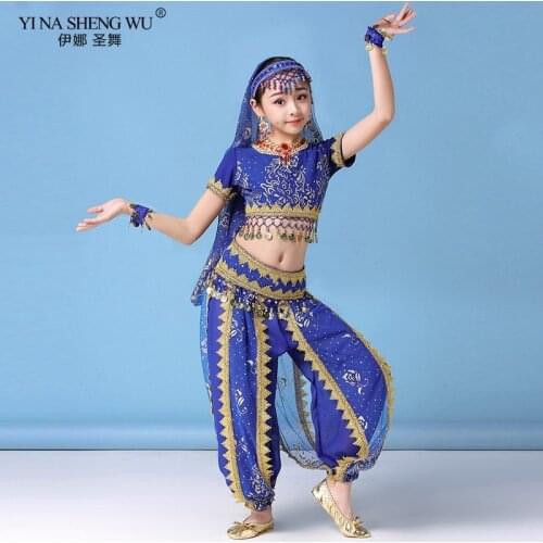 Kids India Belly Dance Clothes set Belly Dance Costume Set Oriental Dance Children Dresses Bellydance Child Kids Indian 4 Colors
