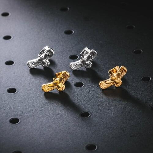 Women Mens Fashion Titanium Steel Stud Earrings Vintage Viking Animal Eagle Earrings Punk Cool Earrings Unisex Hip Hop Jewelry