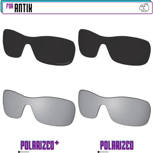EZReplace Polarized Replacement Lenses for - Oakley Antix Sunglasses - Black Silver P Plus-Black Silver P