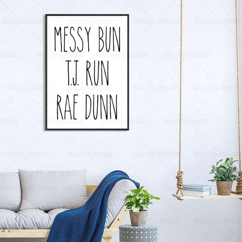 Messy Bun T.J. Run Rae Dunn Home Decoration Momlife Messy Bun Canvas Painting Rae Dunn Wall Art for Living Room