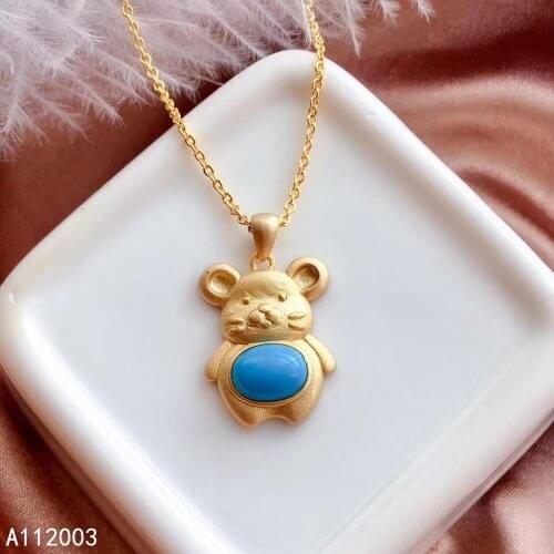 KJJEAXCMY Fine Jewelry 925 Sterling Silver inlaid Natural blue Turquoise Female Pendant Necklace classic Support test