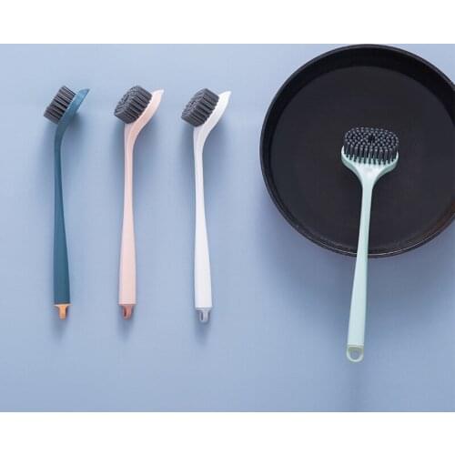 Kitchen Long Handle Cleaning Brush Household Decontamination Pot Washing Dishwashing Brush Hanging Sink Cleaning Brush Wholesale