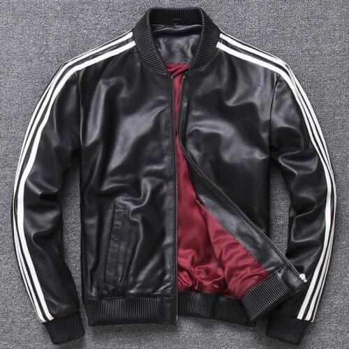 Couple Real Leather Jackets Women and Men Sheep Skin Baseball Coats Uniform Clothing Korean Genuine Leather Jackets XXXL Plus