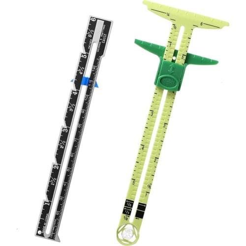 2PC Sewing Seam Ruler Measuring Gauge Patchwork Quilting Tailor Ruler Sizer Helper Aluminum Plastic Sliding Gauge YJ355
