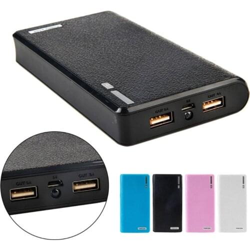 Power Bank Box Dual USB Power Bank 6x 18650 External Backup Battery Charger Box Case For Phone Black