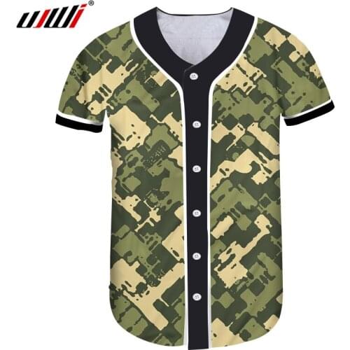 UJWI Unique Military Camouflage 3D Print Basebal Shirt 2020 Factory Drop Shipping Mens Hip Hop Streetwear Shirts