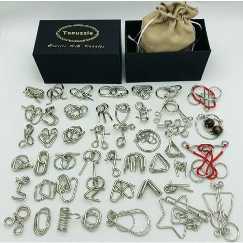 Set of 25/30/46PCS Metal Magic Wire Brain Teaser Puzzle Game Baffling Toys Gift for Children Adults