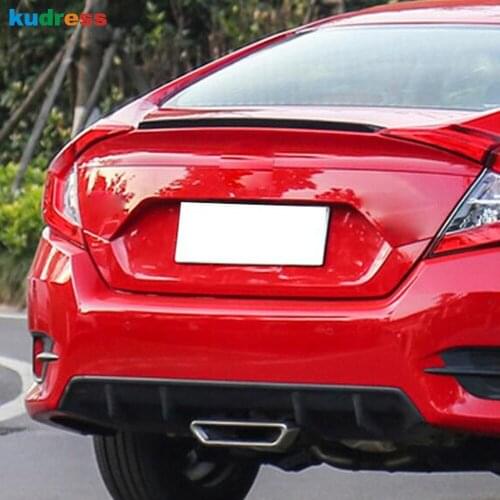 For Honda Civic 2019 2020 Carbon Fiber Rear Trunk Spoiler Cover Trim Tail Boot Wing Strip Car Styling Accessories not for SI Car