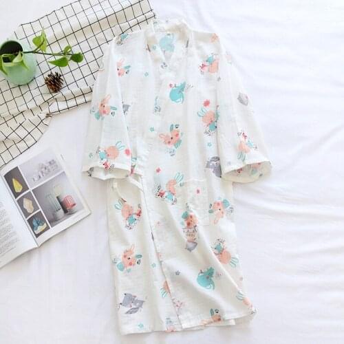 Japanese-style Kimono Nightdress Gauze Night Robe Women Lace Home Wear Casual and Comfortable Sweat Steaming Suit Bathrobe