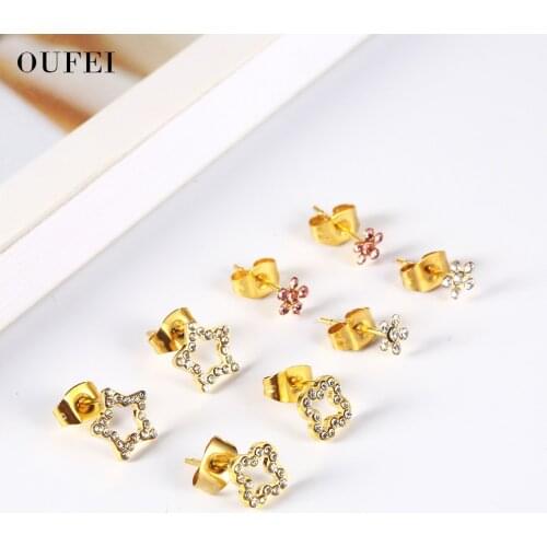 OUFEI Stud Earrings For Women Stainless steel Jewelry Woman Vogue 2019 Fine Jewelry Accessories Bohemian Wholesale lots bulk