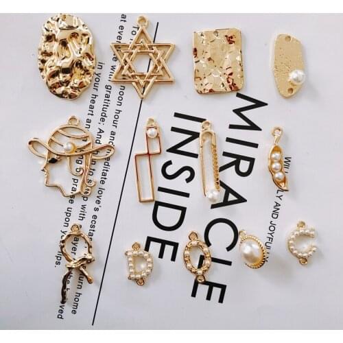 6pcs Alloy imitation pearl pendant DIY earrings jewelry accessories handmade materials fashion fine portrait minimalism