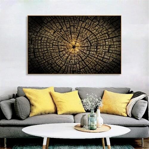 Modern Minimalist Hanging Wall Art Tree Ring Tree Stump Posters and Prints Wall Pictures for Living Room Decoration Wood Artist