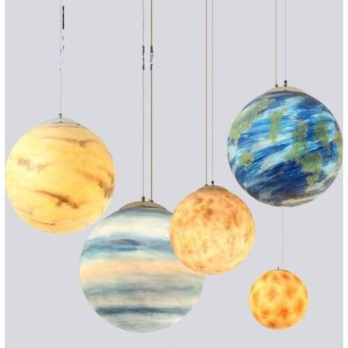 Modern LED Planets Pendant Light Home Decor Living Room Hanglamp Mars Jupiter Saturn Uranus Sun Mercury Neptune Earth Moon Lamp