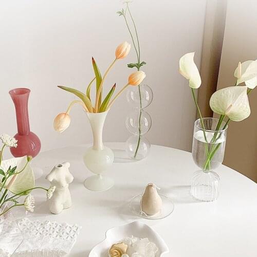 Glass Flower Vase INS Style Bottle Potted Dry Flower Vases Hydroponic Terrarium Arrangement Plant Holder Container Decor