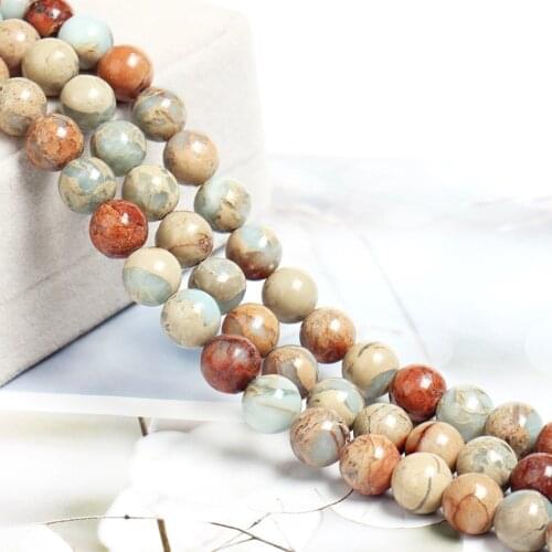 Trade Assurance 4/6/8/10/12mm Natural Snake Skin Serpentine Stone Loose Round Matte Serpentine Jasper Beads for Jewelry Making