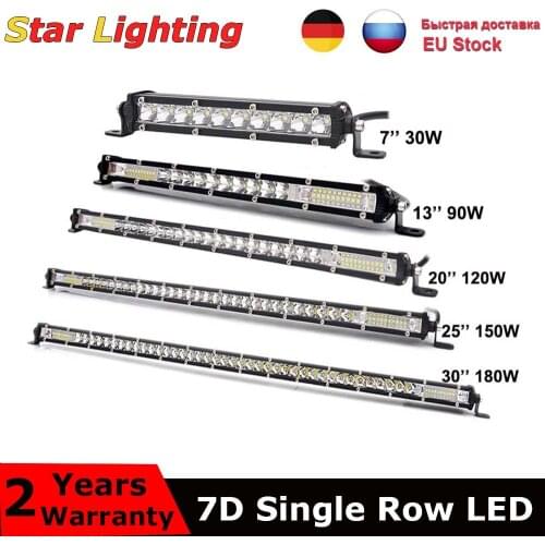Ultra Slim LED Light Bar Single Row 7" 13" 20" 25" 32" 30W 90W 120W 150W 180W Combo beam For 4X4 ATV Off Road LED Work Light