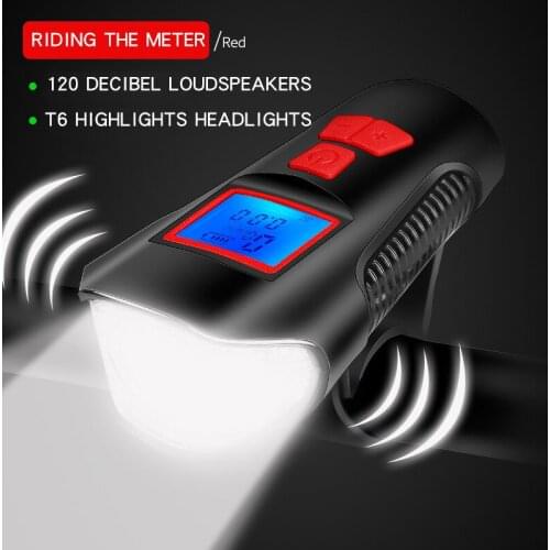 Waterproof Bicycle Light USB Rechargeable Bike Front Light Flashlight with Bike Computer LCD Speedometer Cycling Head Light Horn