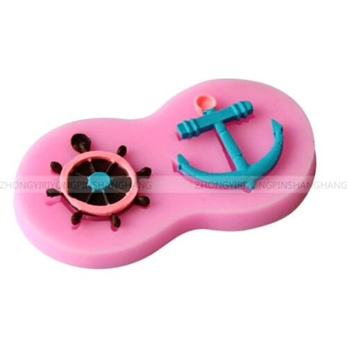Anchor Rudder Wheel Ship Shape Silicone Mold Fondant Sailor Nautical Forms Cookie Baking Chocolate Mold Cake Decorating Tools