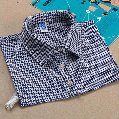 Retro decorative lady Geometric red false decoration striped collier femme cotton shirt blue and black lattice fake collar
