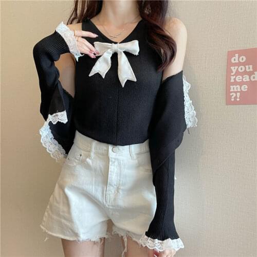 Women Tanks Tops Bowknot Halter Knitted Spaghetti-Strap Camisole Top Female Summer Camis Crop Top For Women