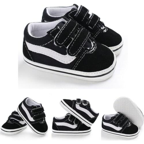 0-18M Lovely Newborn Baby Girl Boy Soft Sole Shoe Anti Slip Canvas Sneaker Trainers Prewalker Black White