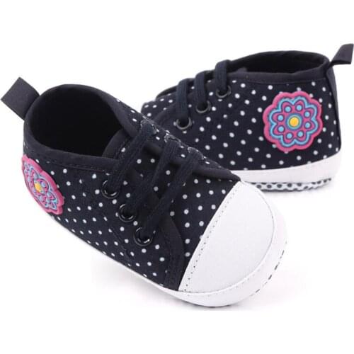 1Pair Baby Boy Girl Spring Zapatillas Bebe Dot And Flower Print Baby Shoes Anti-slip Newborn Shoes Bottom Toddler Shoes