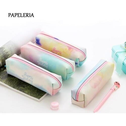 1Pcs Kawaii Pencil Case Watercolor Unicorn Estuches School Pencil Box Pencilcase Pencil Bag School Supplies Stationery Make Up