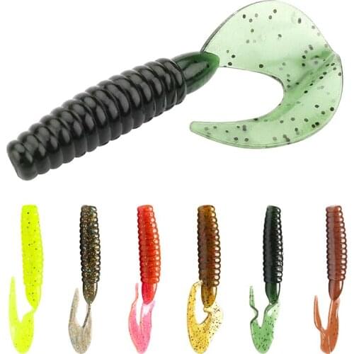 10pcs/lot Lures Soft fake lure KAL70 Fishing wobblers Tackle Artificial Plastic silicon bass bait 6 Colors for Option rubbler