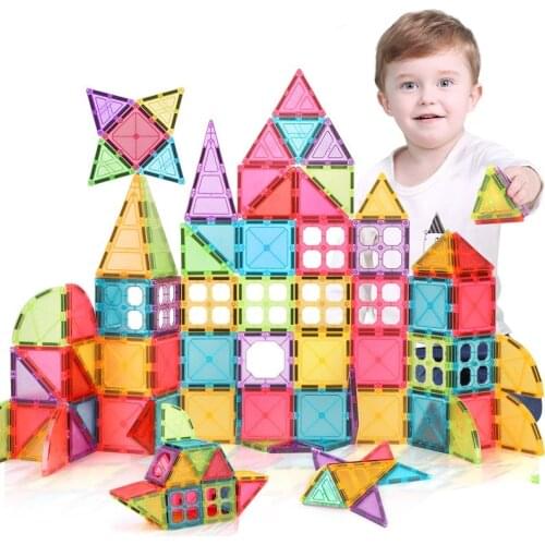 130PCS Big Size Tile Magnetic Constructor Designer Magnet Building Blocks 3D Magnetic Block Building Toy For Children Bricks CE