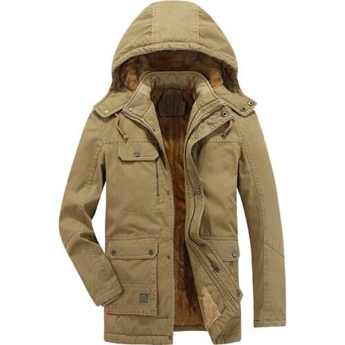 2020 Winter Parka Coats Men Warm Thick Cotton Padded Mens Fleece Hooded Casual Windbreaker Overcoat Plus Size Military Jackets