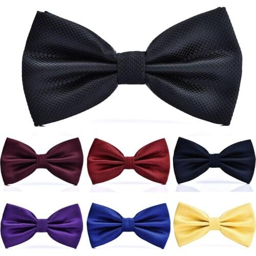 2021 Fashion Adult Men Polyester Bowtie Classic Solid Color Butterfly Wedding Party Necktie Gift for Boyfriend Men Pink Yellow