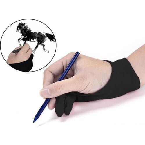 3 Sizes Two Finger Anti-fouling Glove For Artist Drawing & Pen Graphic Tablet Pad Household Gloves Right Left Hand Black Glove