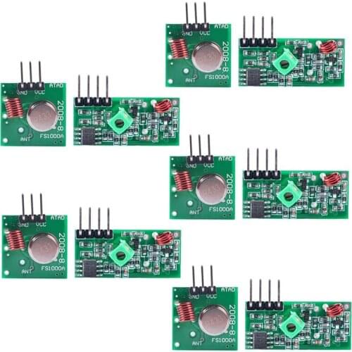 5 Sets 433M Transmitter + Receiver Kit High Frequency Super Regenerative Transceiver Module For Burglar Alarm