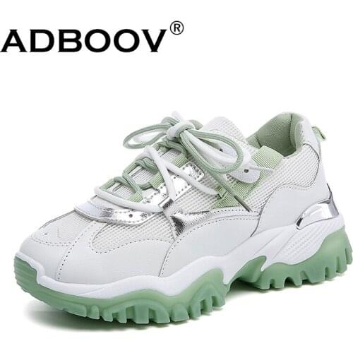 ADBOOV 2020 New Fashion Reflective Chunky Sneakers Platform Casual Shoes Women Sneakers
