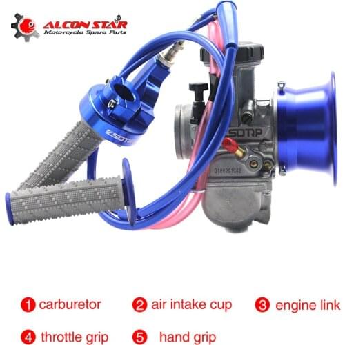 Alconstar-34 36 38 40 42mm PWK Motorcycle Air Striker Carburetor with Wind Cup,Handle Grips 2T/4T ATV UTV Off Road Cafe Racer