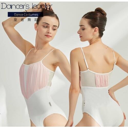 Ballet Leotard For Womens Exercise Clothes Suspenders Pink Pleated Gymnastics Tights Adult Aerial Yoga Clothing