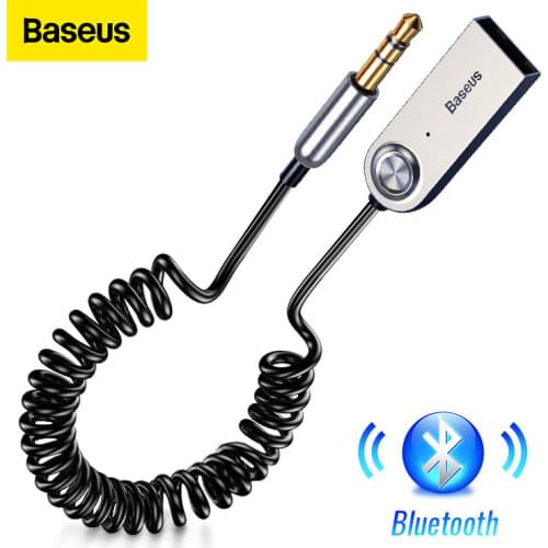 Baseus USB Bluetooth Adapter Aux Bluetooth V5.0 Receiver Audio Transmitter Bluetooth Dongle for Car 3.5mm Jack Car Adapter Cable