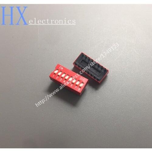 Free shipping 100PCS (Red) DS-08 dip switch 8-bit 2.54mm 16P encoding switch dip switch +High quality