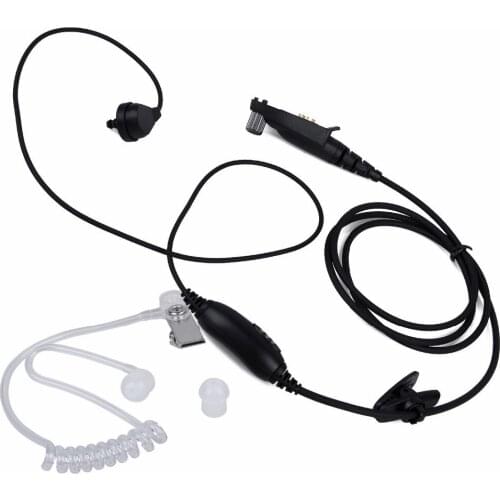 Black Multi-Pin Covert Air-Tube Acoustic Headset with PTT & VOX for Motorola GP344 GP388 GP328Plus GL200 EX500 EX600XLS