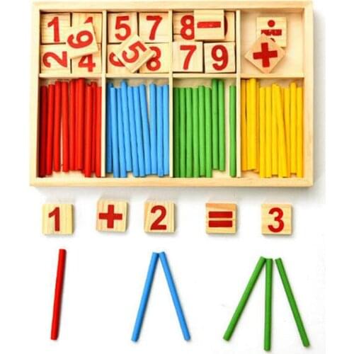 Colorful Bamboo Counting Sticks Clock Toy Mathematics Montessori Teaching Aids Counting Rod Kids Preschool Math Learning Toy GYH