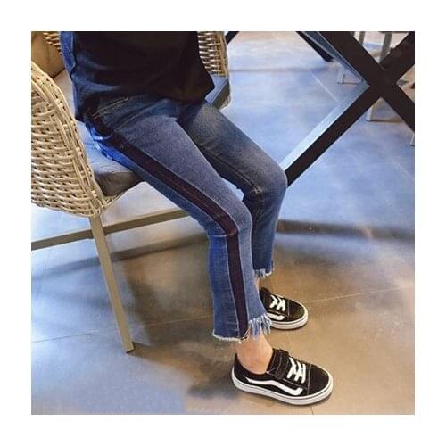 2020 Spring Autumn New Style Girls child kids Boot-Cut patchwork Jeans Baby Pants