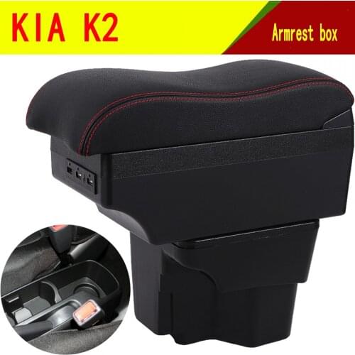 For KIA K2 armrest box PU Leather central Store content box with cup holder products accessories 2012-2015