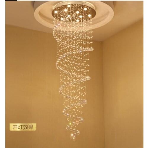 Crystal chandelier round chandelier in a rotating villa penthouse staircase chandelier Staircase chandelier in a living room LED