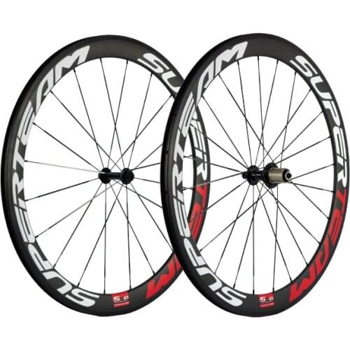 CLASSIC SERIES SUPERTEAM Road Bicycle Carbon Wheels Clincher 50mm Carbon Bike Wheelset 3k Matte Basalt Braking Surface