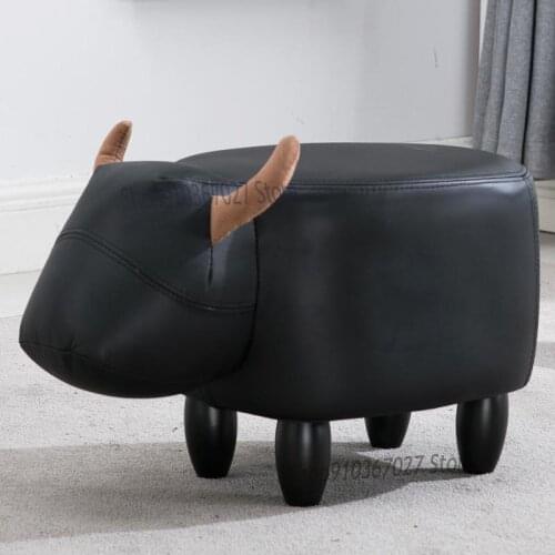 Creative Calf Leather Shoe Changing Stool Household Storage Stool Footrest Animal Elephant Porch Stool Cute Bear Stool