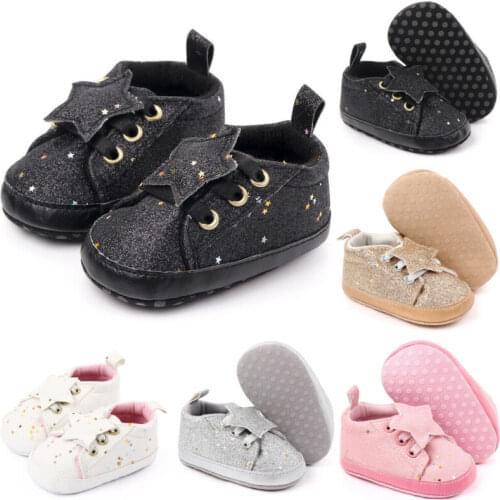 0-18M Toddler Baby Sneakers Newborn First Walkers Boy Girl Pram Shoes Infant Sneakers Toddler PreWalker Sequin Stars Trainers