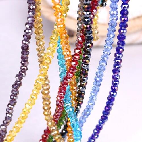 Crystal Glass Faceted Rondelle Beads 380Pcs/Lot 1.5x2mm Sew On Acrylic Flatback Strass Crystal Stone For Fashion Jewelry Making